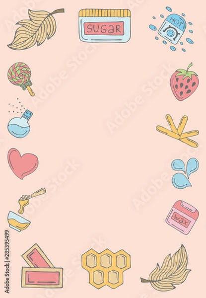 Fototapeta Frame teplate with depilatory elements.