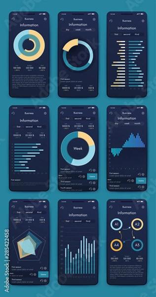 Fototapeta Vector graphics set mobile infographics. Stock vector
