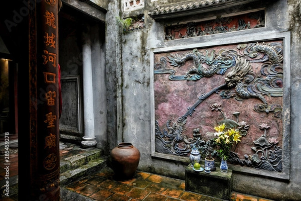 Fototapeta Hanoi, Vietnam - August 29: Inside the Quan De Temple on August 29, 2018 in Hanoi, Vietnam.