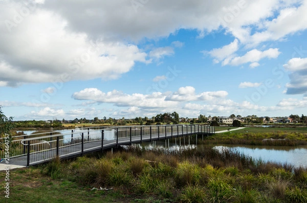 Fototapeta Suburban wetlands in Berwick Springs on the outer south-eastern fringe of Melbourne