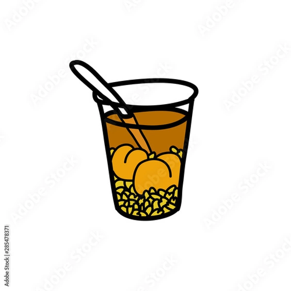 Obraz mote con huesillo chilean drink doodle icon, vector illustration