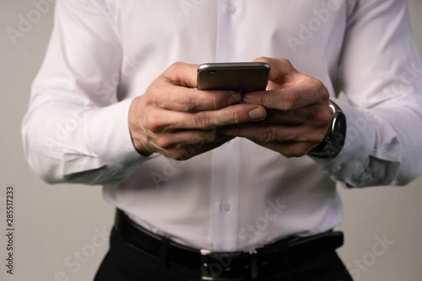 Fototapeta Man using smart phone. Online shopping. Concept - buying online.