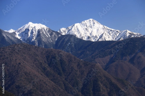 Fototapeta 南信州　遠山郷　天空の里からの南アルプス　聖岳