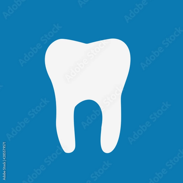 Obraz Stomatology and Dental Treatment Symbol Tooth Icon with long shadow on Stylish Background Modern Flat Design Vector Illustration