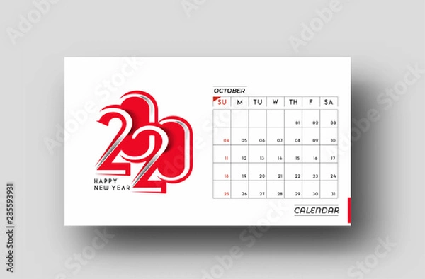 Fototapeta Happy new year 2020 Calendar - New Year Holiday design elements for holiday cards