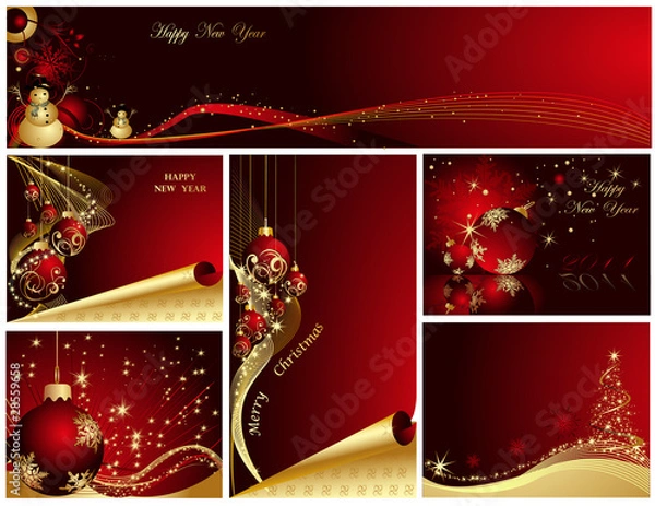 Fototapeta Merry Christmas and Happy New Year. Vector illustration.