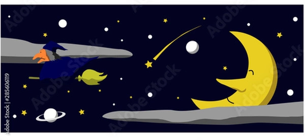 Fototapeta 月夜の魔女