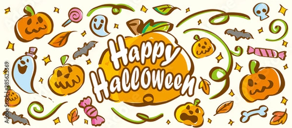 Fototapeta ハロウィンイラスト素材　テンプレート　カードデザイン　秋のイベント