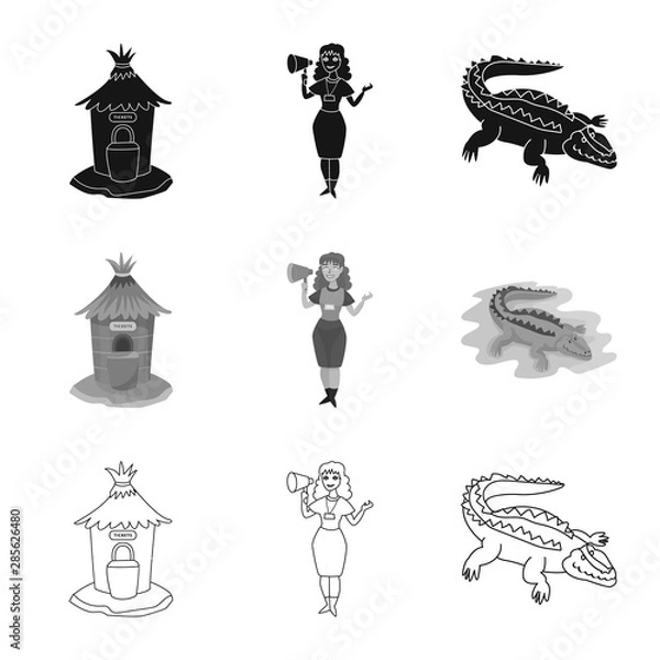 Fototapeta Isolated object of nature and fun logo. Set of nature and entertainment vector icon for stock.