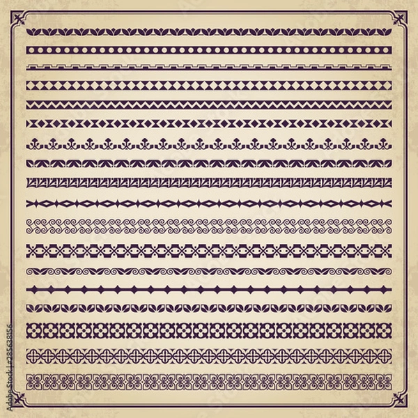 Fototapeta Decorative calligraphic borders in retro style - vector set