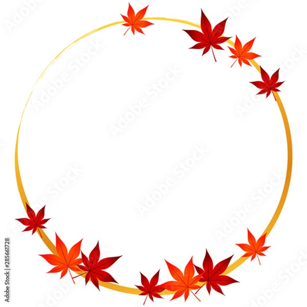 Obraz フレーム もみじの円 Autumn leaves frame