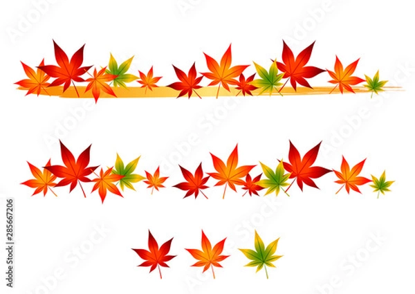 Obraz デコレーション 並んだもみじ Autumn leaves frame