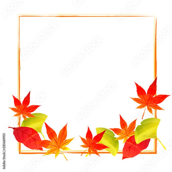 Obraz フレーム イチョウともみじの飾り枠3 