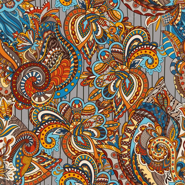 Obraz Vector floral background with hand made pattern. Doodles.