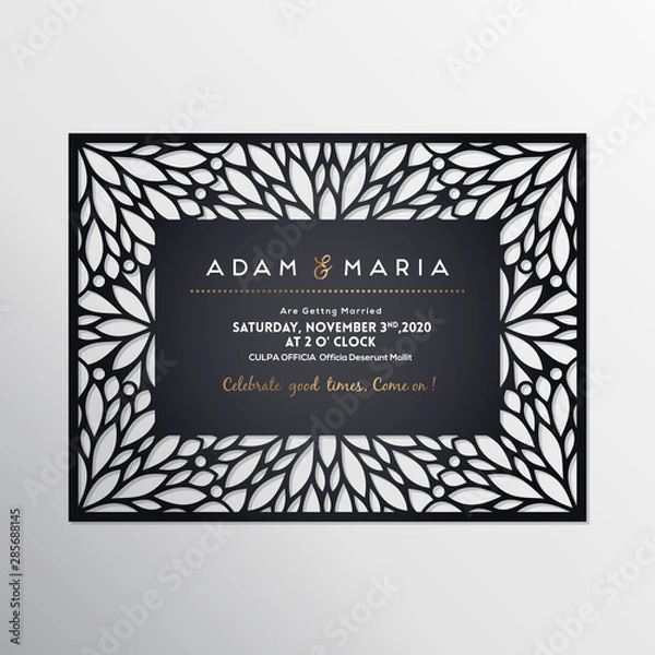 Fototapeta Vector wedding card laser cut template