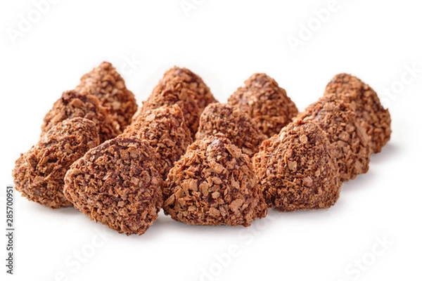 Obraz Chocolate truffles on a white background