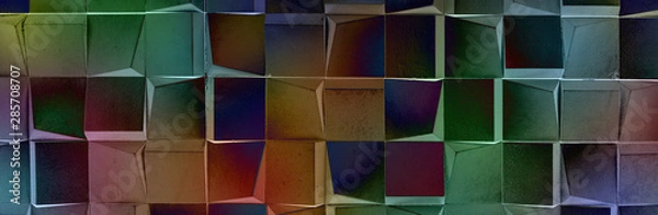 Fototapeta decorative colorful wall of concrete cubes, panoramic image