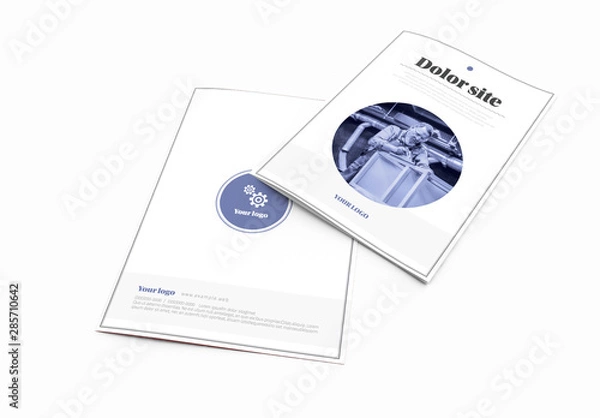 Fototapeta Bifold Brochure Layout with Carpenter Imagery