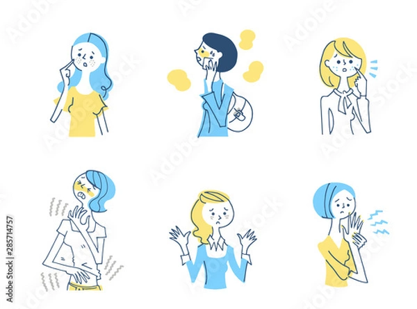 Fototapeta 肌トラブル　女性　セット