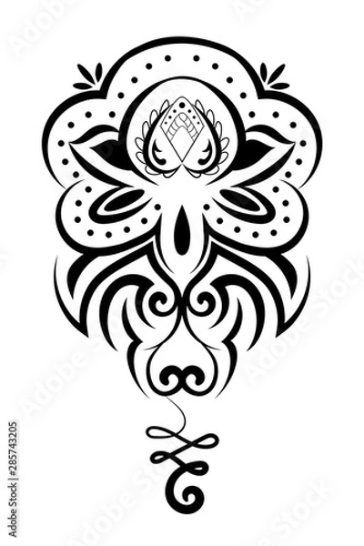 Fototapeta beautiful tattoo of a Lotus flower.tribal style.vector