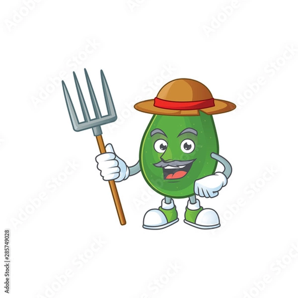Obraz Farmer avocado fruit character on white background