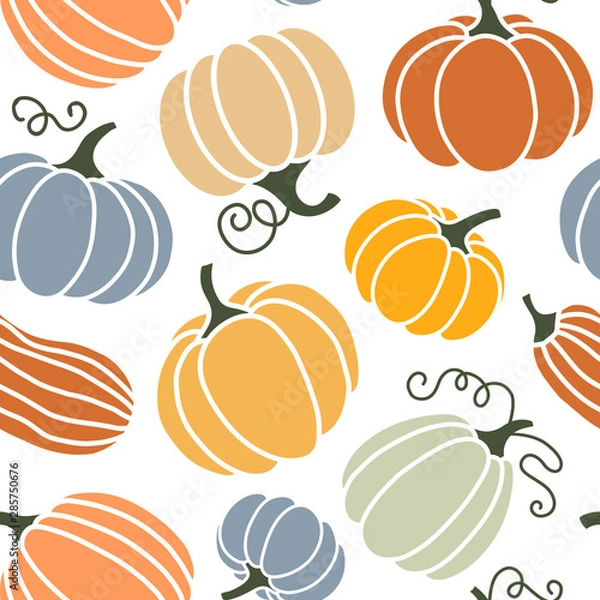 Fototapeta Seamless pattern of colorful pumpkins.