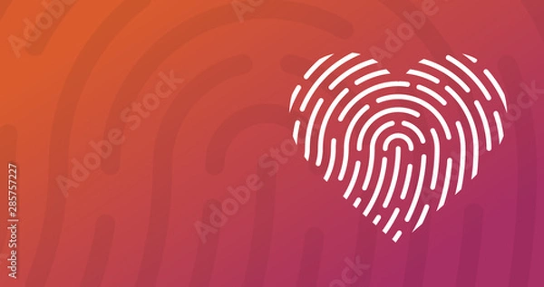 Fototapeta Fingerprint vector style illustration of heart. Mono and gradient colors of heart icon modern background poster card