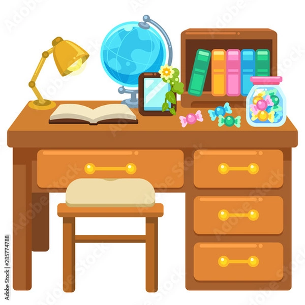 Obraz 勉強机と椅子（デスク/チェア）のイラスト