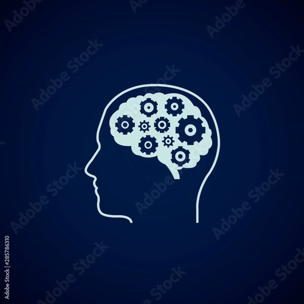 Fototapeta Gear in head icon. Simple flat symbol for web