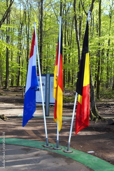 Obraz Border tripoint between the Netherlands, Germany and Belgium -  three-country point.