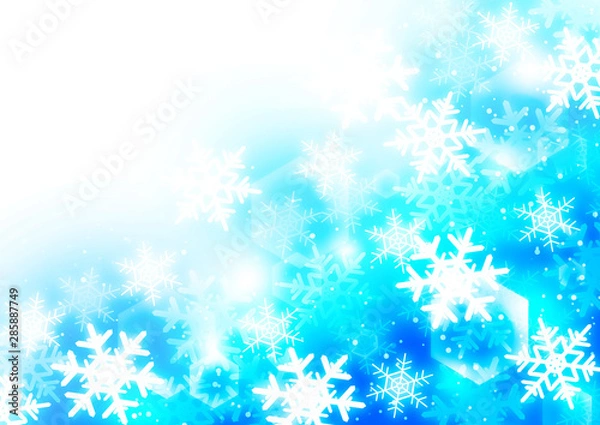 Obraz 雪の結晶 背景 ブルー