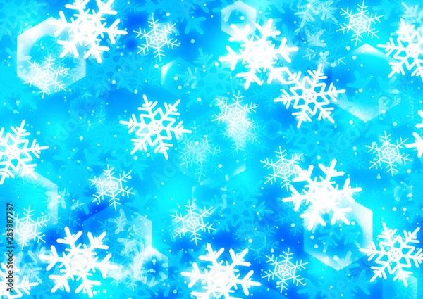 Obraz 雪の結晶 背景 ブルー