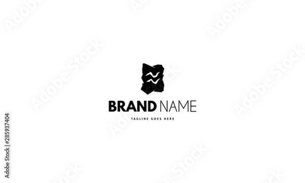 Fototapeta Vector logo with abstract image of a water symbol on a stone tablet.