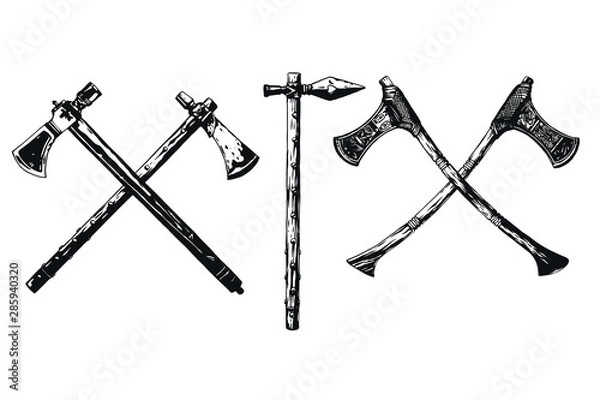 Obraz Battle viking ax vector illustration.