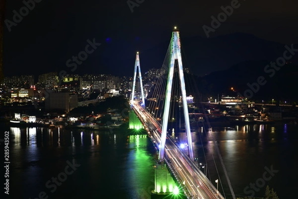Fototapeta bridge at night 여수 한국 여행