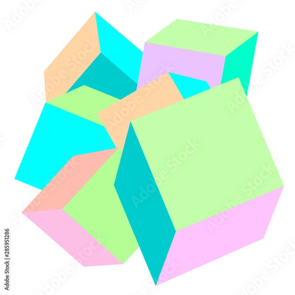 Fototapeta Colored pastel cubes geometric shape background.