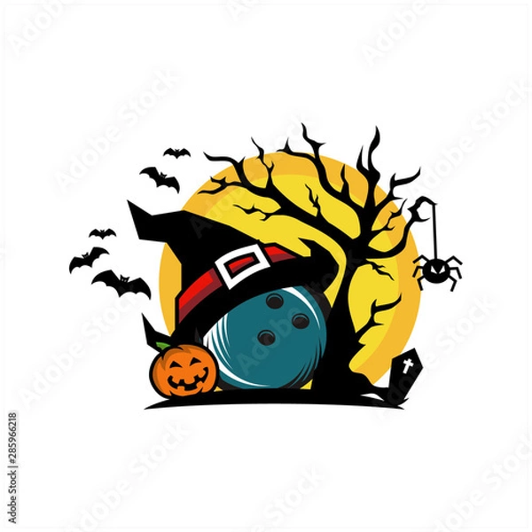 Obraz Bowling Halloween Tree Moon Logo