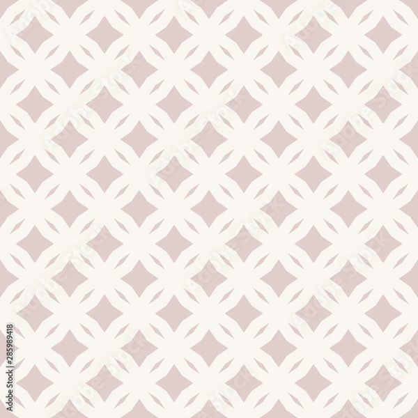 Fototapeta Vector abstract floral seamless pattern. Subtle beige diamond grid ornament