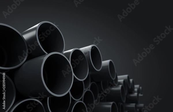 Fototapeta Plastic socket pipes on warehouse. 3D render