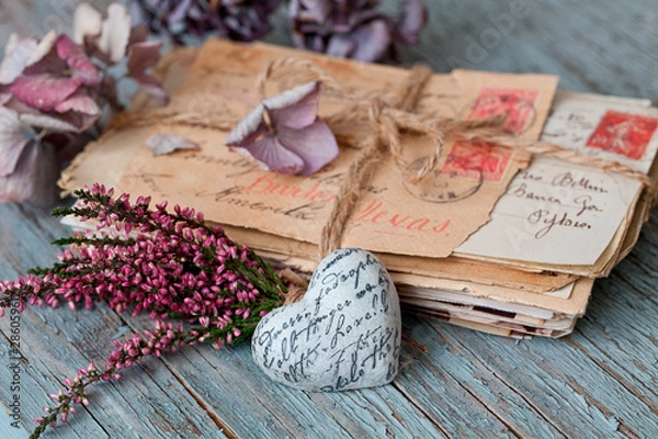 Fototapeta Nostalgic Still Life With Old Letters