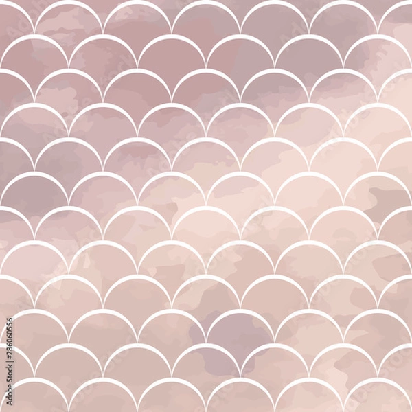 Fototapeta vector illustration of fish scale on a lilac watercolor background. Watercolor abstract background for design
