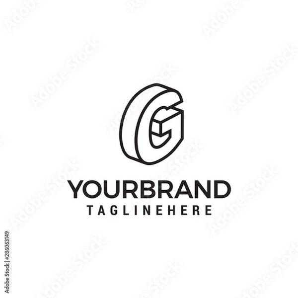 Fototapeta Letter G logo 3D isometric lines geometric shape template design vector