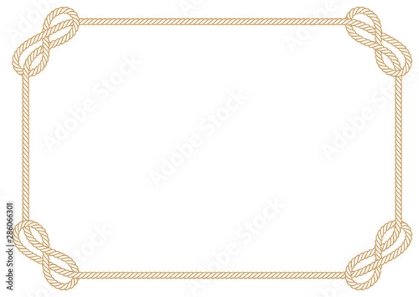 Obraz Vector rectangular frame made of intertwined ropes over white background