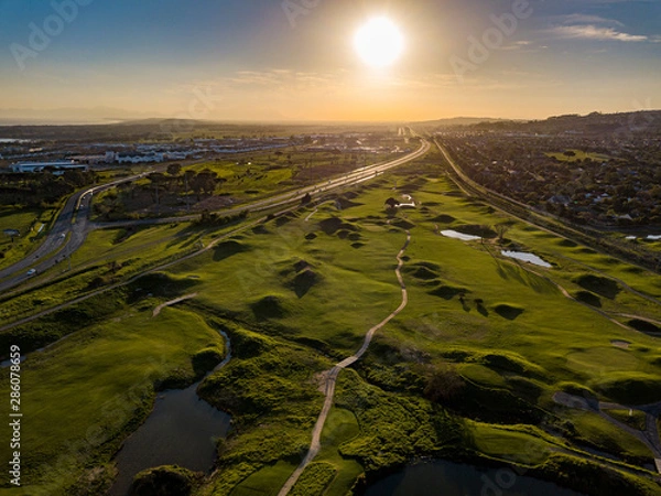 Obraz Aerial Golf Course with Sunset