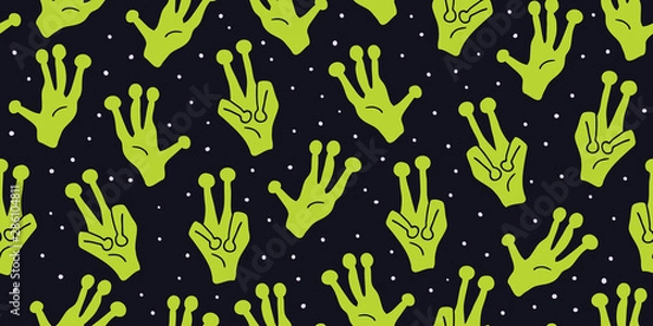 Obraz Childish seamless pattern with aliens hands ufo