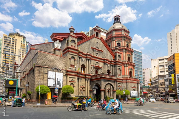 Obraz Binondo Church with tuk-tuk in manila,philippines