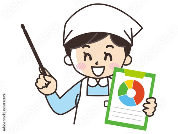 Fototapeta 調理師の女性とグラフ