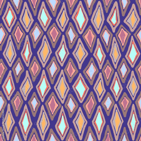 Fototapeta Abstract, seamless, geometric background in festive style, hand-drawn. The template can be used for Wallpaper, postcards, envelopes, cover fills, web page background, surface textures.