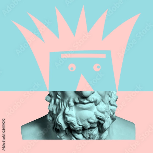 Obraz Contemporary art concept collage with antique statue head in a surreal style. Modern unusual art.