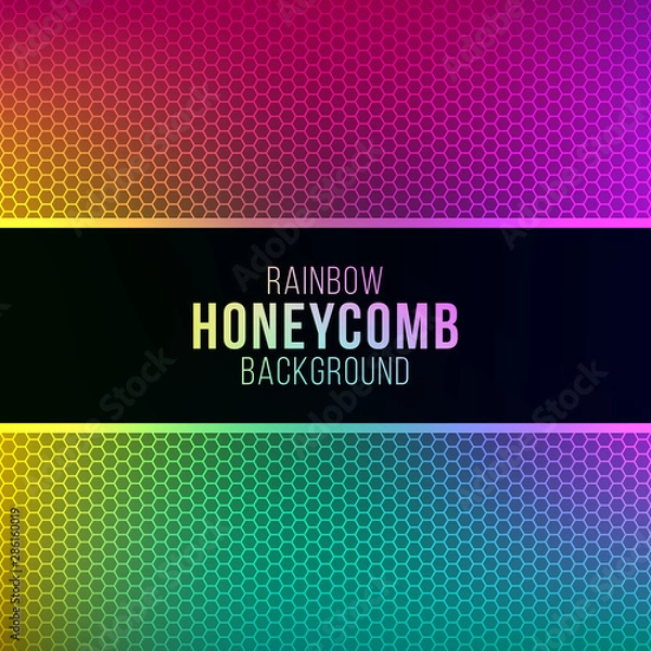 Obraz Rainbow gradient background with honeycomb pattern